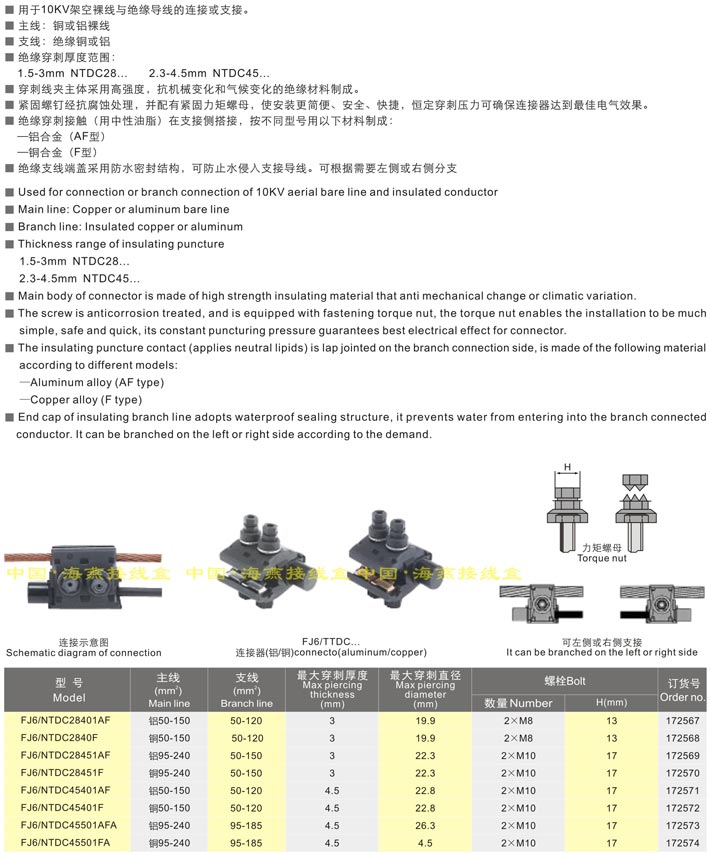 FJ6/NTDC系列绝缘穿刺线夹
